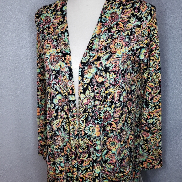 NWT LulaRoe Neon Floral Print Sarah Duster - Picture 3 of 7